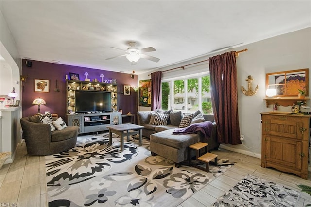 4757 Bunker Hill Ln, Virginia Beach, VA 23462 - living room featuring wood finished floors and ceiling fan