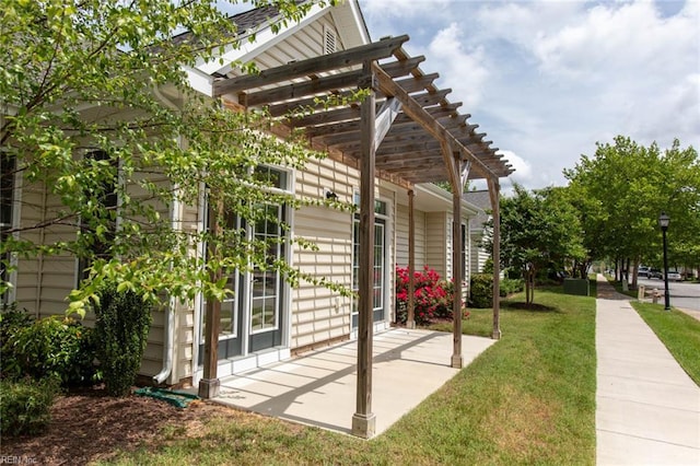 exterior space with a pergola