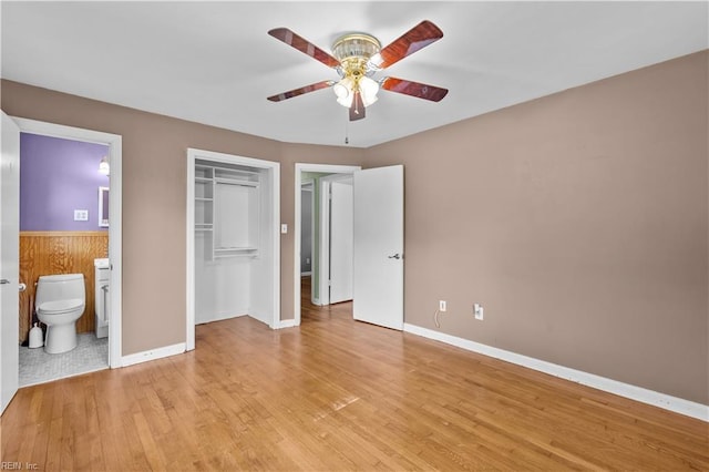 209 Jarvis Rd, Chesapeake, VA 23323 - unfurnished bedroom featuring light wood-type flooring, a closet, ensuite bathroom, baseboards, and a ceiling fan