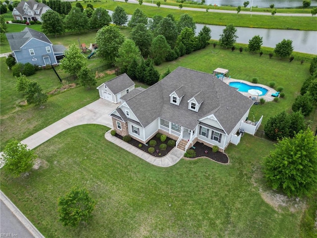 view from above of property with a nearby body of water