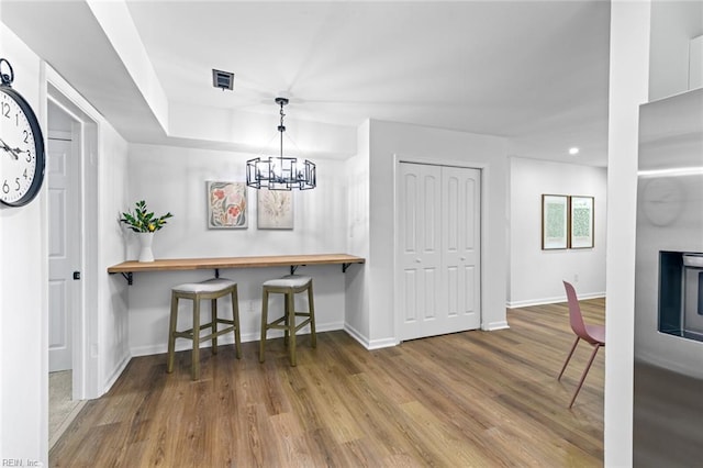 728 23rd St, Newport News, VA 23607 - dining room featuring recessed lighting, baseboards, a notable chandelier, and wood finished floors