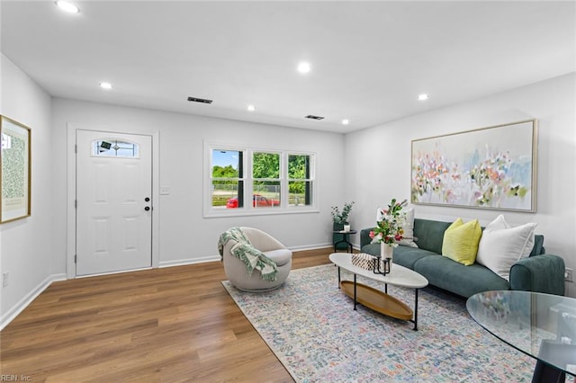 728 23rd St, Newport News, VA 23607 - living room featuring recessed lighting, baseboards, visible vents, and wood finished floors