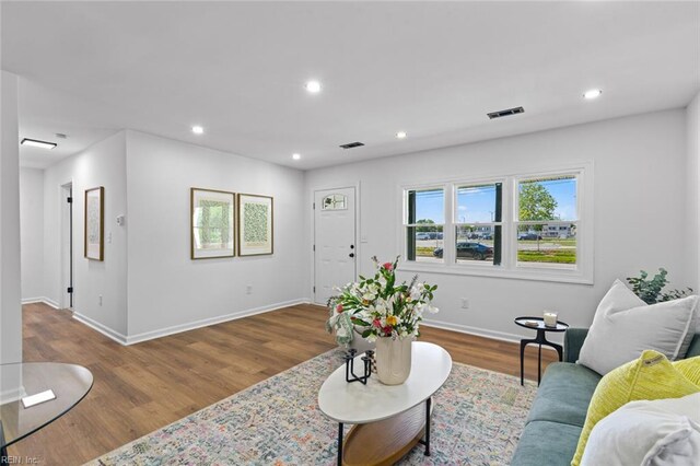 728 23rd St, Newport News, VA 23607 - living area with baseboards, recessed lighting, visible vents, and wood finished floors