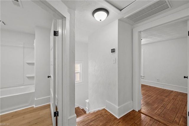 325 S Main St, Suffolk, VA 23434 - hallway with hardwood / wood-style flooring, baseboards, and visible vents