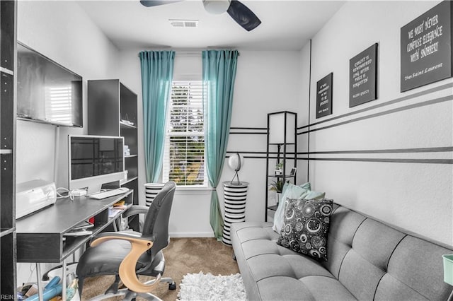 2808 Baldwin Dr, Chesapeake, VA 23321 - office with carpet, baseboards, a ceiling fan, and visible vents