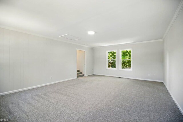 937 Sherry Cir, Newport News, VA 23608 - carpeted empty room featuring baseboards, ornamental molding, and attic access