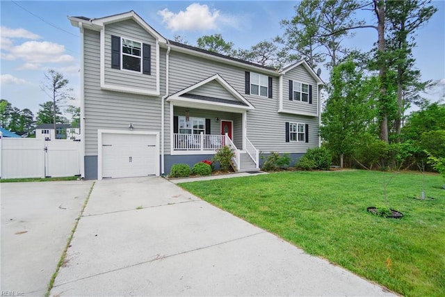 1725 Burson Dr, Chesapeake, VA 23323 - view of front of property featuring a porch, concrete driveway, and a garage