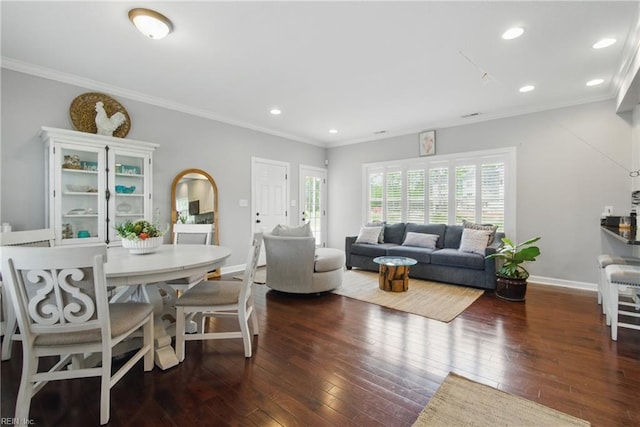 1725 Burson Dr, Chesapeake, VA 23323 - living room with wood-type flooring, ornamental molding, baseboards, and recessed lighting