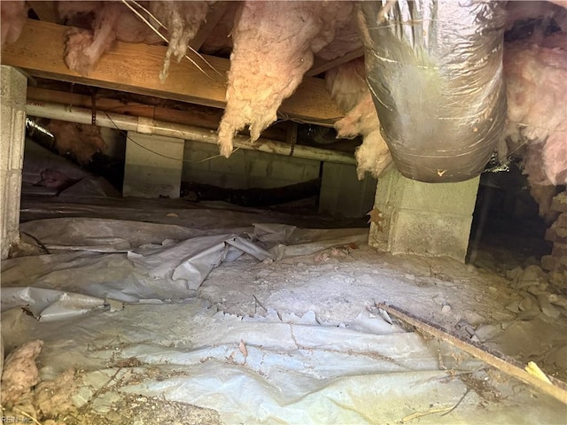 view of inside crawl space