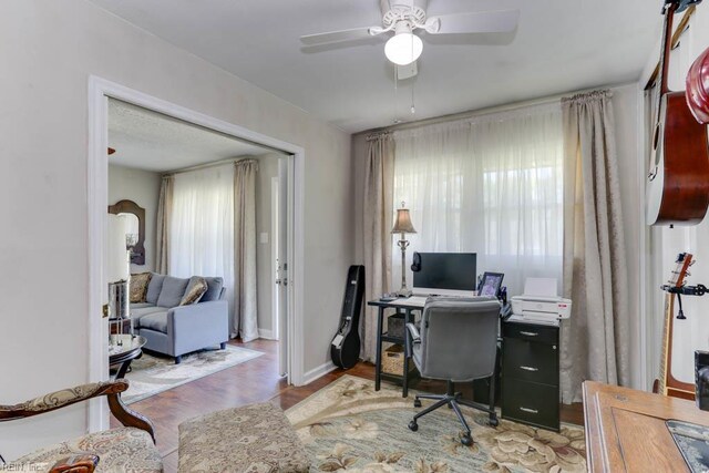 1040 Cox Ave, Chesapeake, VA 23323 - office featuring ceiling fan, baseboards, and wood finished floors