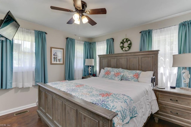 1040 Cox Ave, Chesapeake, VA 23323 - bedroom featuring dark wood-style floors, baseboards, and ceiling fan