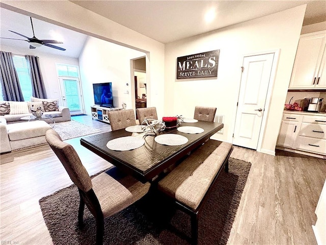 3432 Foxglove Dr, Toano, VA 23168 - dining room featuring light wood-style flooring and a ceiling fan