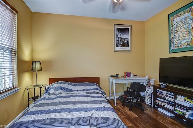 1400 Granby St Unit 309, Norfolk, VA 23510 - bedroom with wood finished floors, a ceiling fan, and baseboards