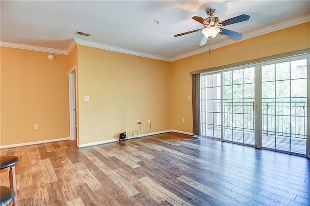 1400 Granby St Unit 309, Norfolk, VA 23510 - spare room with ceiling fan, wood finished floors, ornamental molding, and baseboards