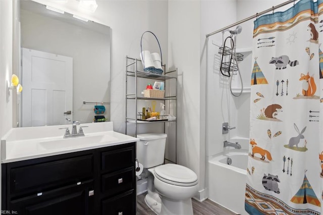 909 Porte Crayon St, Chesapeake, VA 23323 - full bath featuring toilet, wood finished floors, vanity, and shower / bathtub combination with curtain