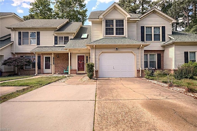112 Two Turkey Run, Yorktown, VA 23692 - view of front of house featuring brick siding, concrete driveway, an attached garage, and a shingled roof