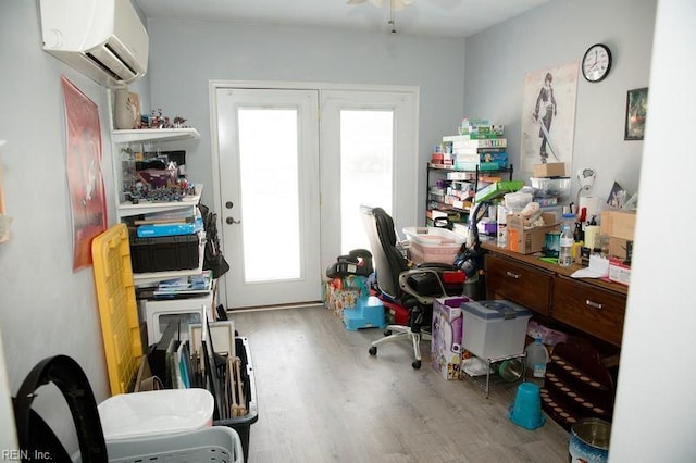 1132 Van Loen Dr, Virginia Beach, VA 23453 - office featuring a wall unit AC, wood finished floors, and ceiling fan