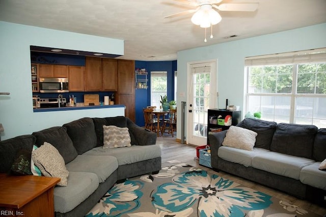 1132 Van Loen Dr, Virginia Beach, VA 23453 - living room featuring ceiling fan and light wood-style flooring