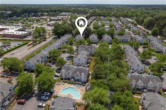 4813 Shallowford Cir, Virginia Beach, VA 23462 - aerial view of property's location featuring nearby suburban area and a pool