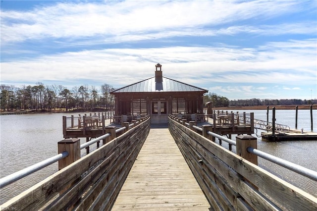 dock area with a water view