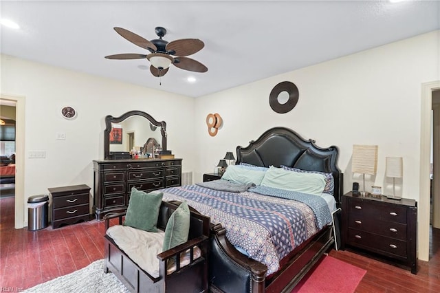 2234 Creekway Dr, Smithfield, VA 23430 - bedroom featuring dark wood-style floors, a ceiling fan, and recessed lighting