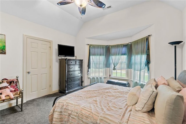 2234 Creekway Dr, Smithfield, VA 23430 - bedroom featuring lofted ceiling, carpet flooring, and a ceiling fan