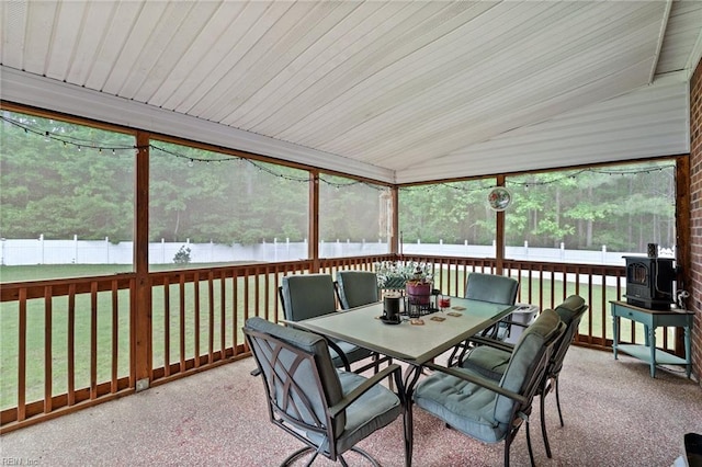 2234 Creekway Dr, Smithfield, VA 23430 - sunroom with outdoor dining area, lofted ceiling, and healthy amount of natural light