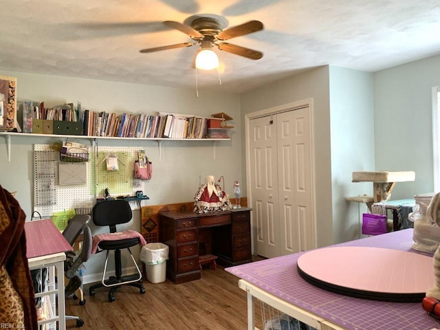 949 Kings Fork Rd, Suffolk, VA 23434 - bedroom featuring a closet, wood finished floors, and a ceiling fan