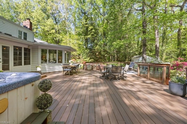 deck featuring outdoor dining space