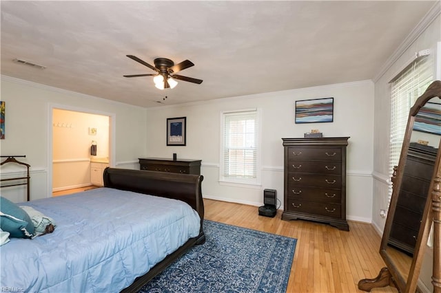 338 W Olney Rd, Norfolk, VA 23507 - bedroom featuring light wood-style floors, crown molding, baseboards, and a ceiling fan