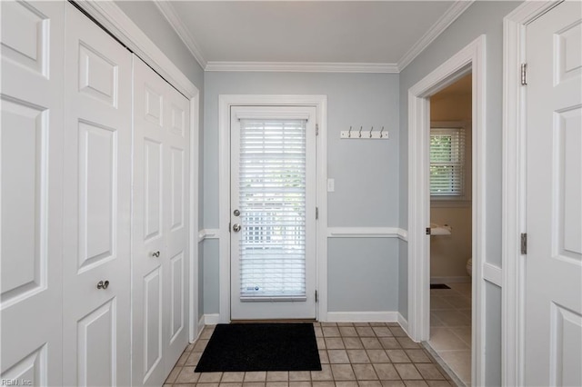 338 W Olney Rd, Norfolk, VA 23507 - doorway featuring ornamental molding, light tile patterned floors, and baseboards