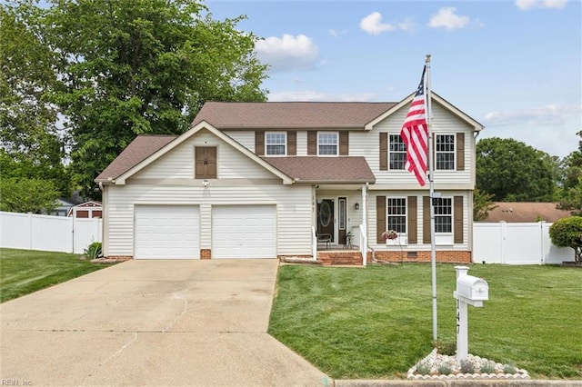 147 Fenwood Cres, Newport News, VA 23608 - view of front of property featuring covered porch, concrete driveway, a garage, and a shingled roof