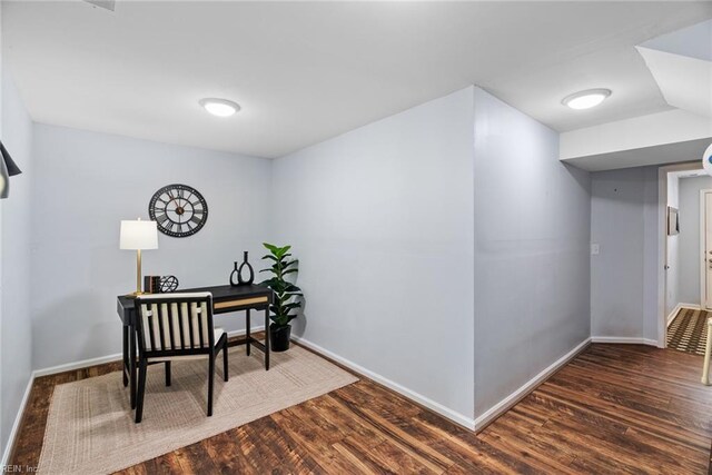 703 Lakeview Cv, Smithfield, VA 23430 - office area featuring wood finished floors and baseboards