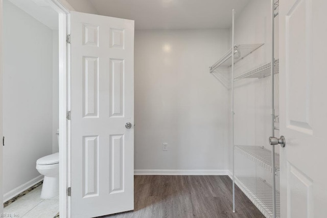 spacious closet with wood finished floors