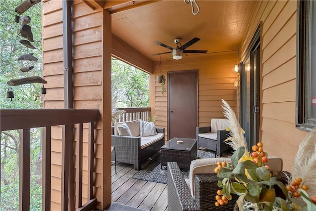 3032 Cape Henry Ct, Virginia Beach, VA 23451 - wooden terrace with an outdoor living space and a ceiling fan