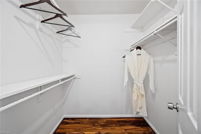 spacious closet with wood finished floors