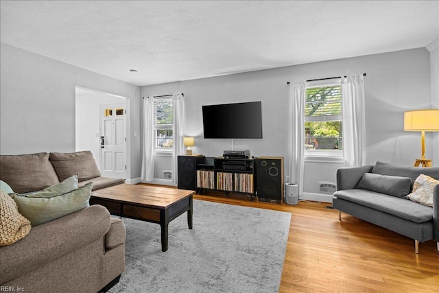 1126 Larchmont Cres, Norfolk, VA 23508 - living room with healthy amount of natural light, light wood finished floors, and baseboards