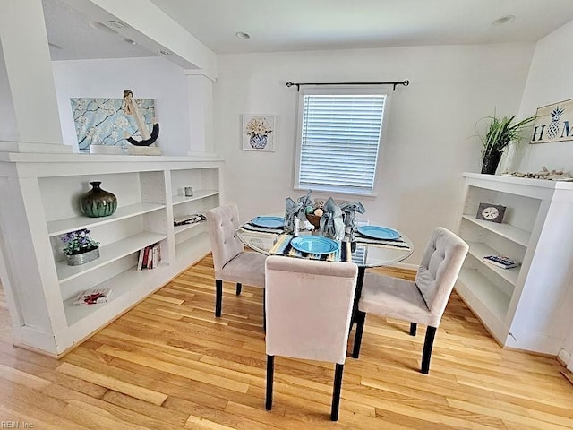dining area with light wood-type flooring