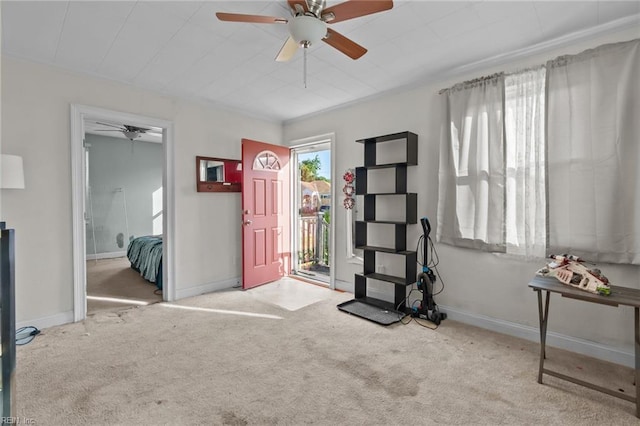 6459 Clare Rd, Norfolk, VA 23513 - foyer featuring a ceiling fan, carpet flooring, and baseboards