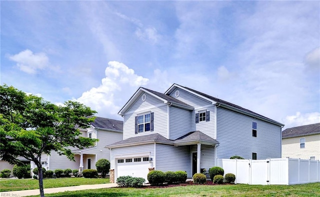 traditional-style house featuring an attached garage and concrete driveway