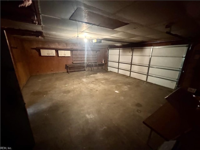 garage with a garage door opener