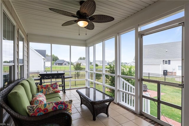 110 Lands End Dr, Elizabeth City, NC 27909 - sunroom / solarium with a ceiling fan and a residential view