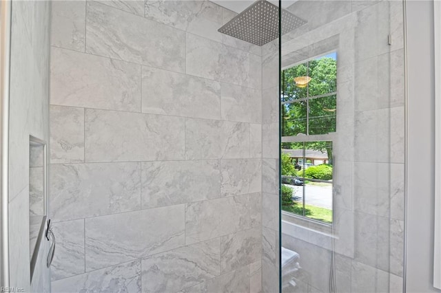 bathroom view of a walk in shower
