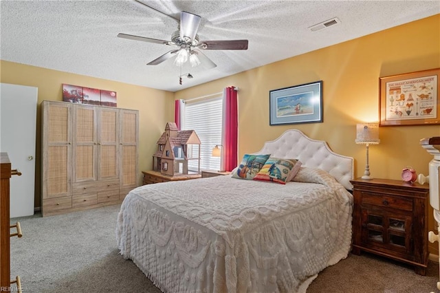 1005 Villas Ct, Virginia Beach, VA 23456 - bedroom with carpet floors, a textured ceiling, and a ceiling fan