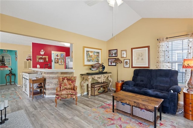 1005 Villas Ct, Virginia Beach, VA 23456 - sitting room with vaulted ceiling, wood finished floors, a ceiling fan, and baseboards