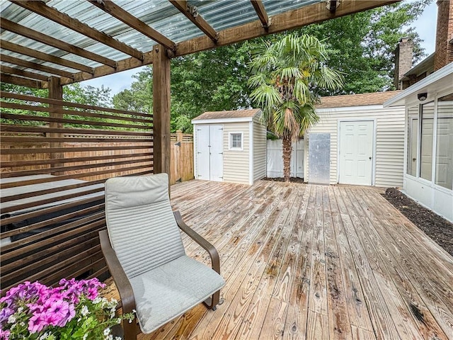 634 Biltmore Dr, Virginia Beach, VA 23454 - deck featuring a storage unit, a pergola, and an outdoor structure