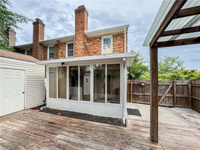 634 Biltmore Dr, Virginia Beach, VA 23454 - wooden terrace featuring a sunroom and fence