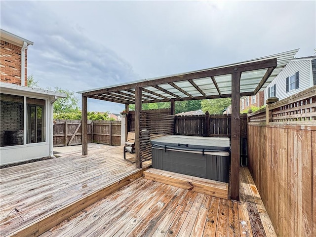 634 Biltmore Dr, Virginia Beach, VA 23454 - wooden deck with a hot tub and fence