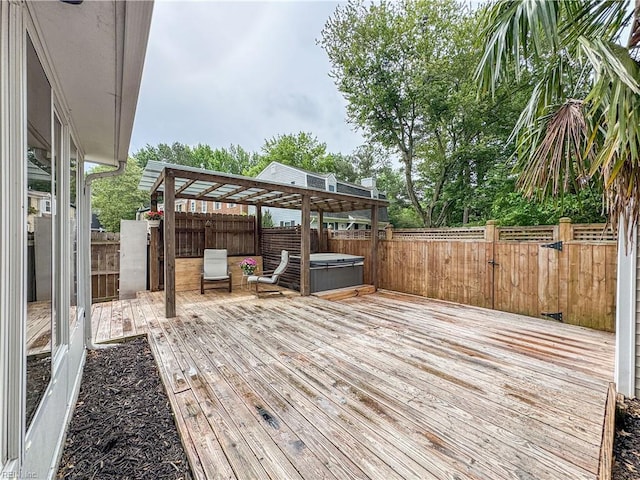 634 Biltmore Dr, Virginia Beach, VA 23454 - wooden terrace featuring a hot tub and a fenced backyard