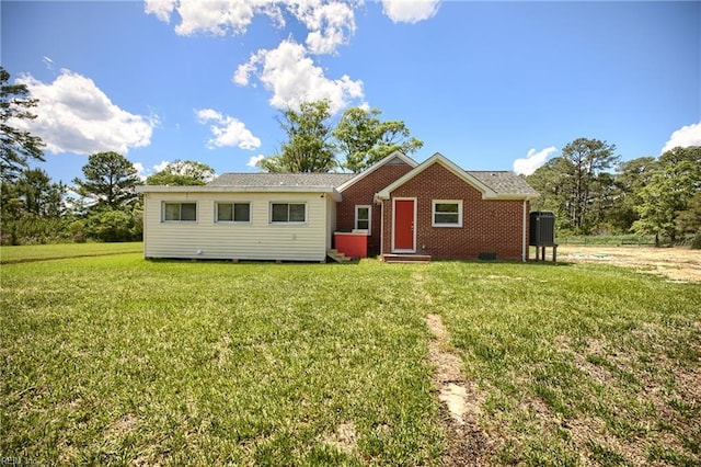 2111 Jenkins Neck Rd, Hayes, VA 23072 - ranch-style home featuring entry steps, a front yard, and brick siding